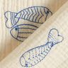 Mušelín / dvojitá mačkaná tkanina vyšívané ryby | Poppy Fabrics – vlněná bílá/královská modr,  thumbnail number 4
