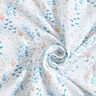 Mušelín / dvojitá mačkaná tkanina Listové úponky – bílá/petrolejová,  thumbnail number 4