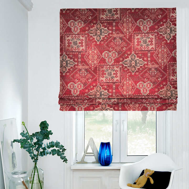 Dekorační látka Polopanama Koberec Kilim – karmínově červená,  image number 7