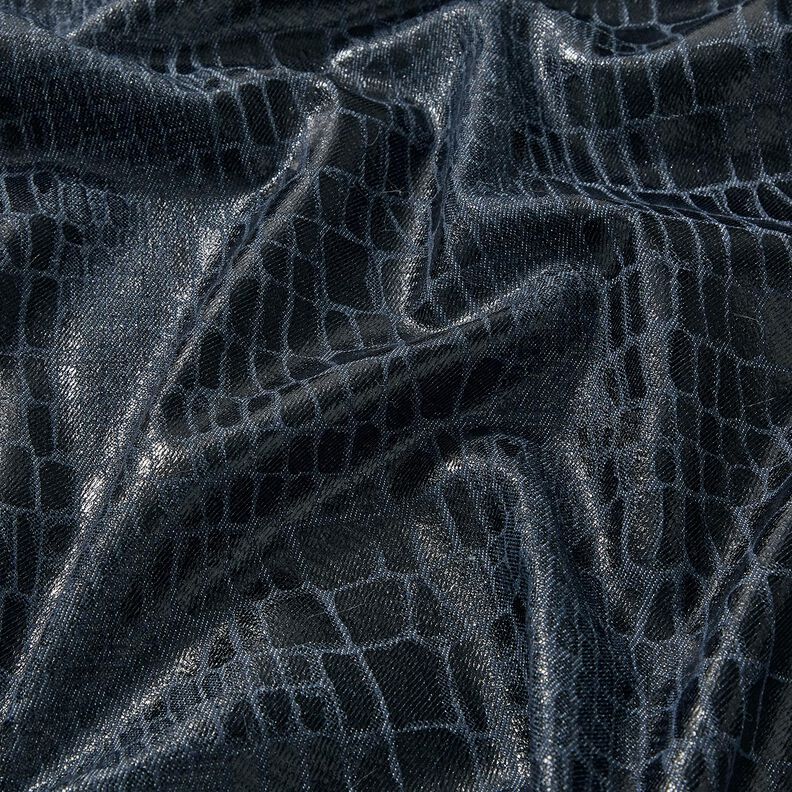 Viskózový denim s hadím vzorem – černomodrá, image number 2