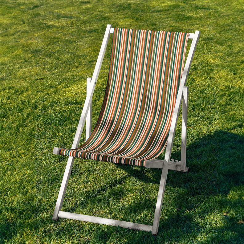 Outdoor Lehátkovina Podélné proužky 44 cm – tmavě zelená/oranžová,  image number 4