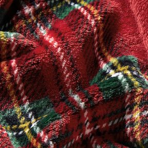Hebký fleece Klasické kostky – tmavě červená/jedlově zelená, 