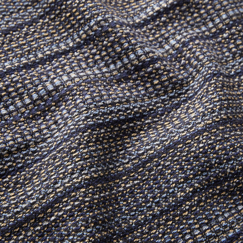Kabátovina s texturou z třpytivé příze – noční modrá/pískove hnědá,  image number 2