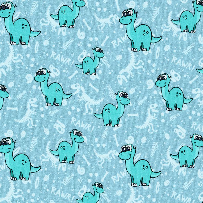 Bavlněný žerzej Dinosauři a fosilie | Glitzerpüppi – světle modra/máta peprná, image number 1