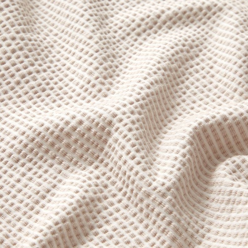 Bavlněný žerzej Seersucker jemné proužky – mandlová/bílá,  image number 2