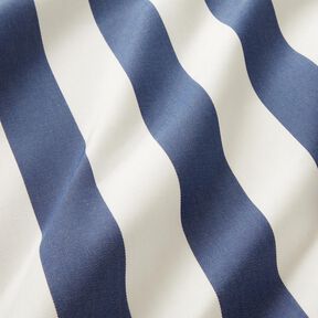 Látka pro venkovní použití Plátno Široké pruhy – indigová/slonová kost, 