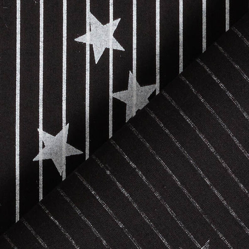 Bavlněný popelín Pruhy a hvězdy – černá/bílá,  image number 4