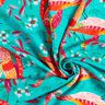 Plážové oblečení viskózové látky pávi a květiny – modrá aqua/výrazná jasně růžová | Zbytek 50cm,  thumbnail number 3