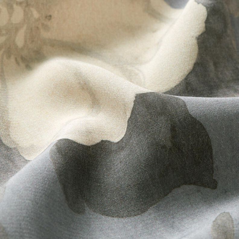 Viskózová tkanina akvarel květiny – šedá,  image number 2
