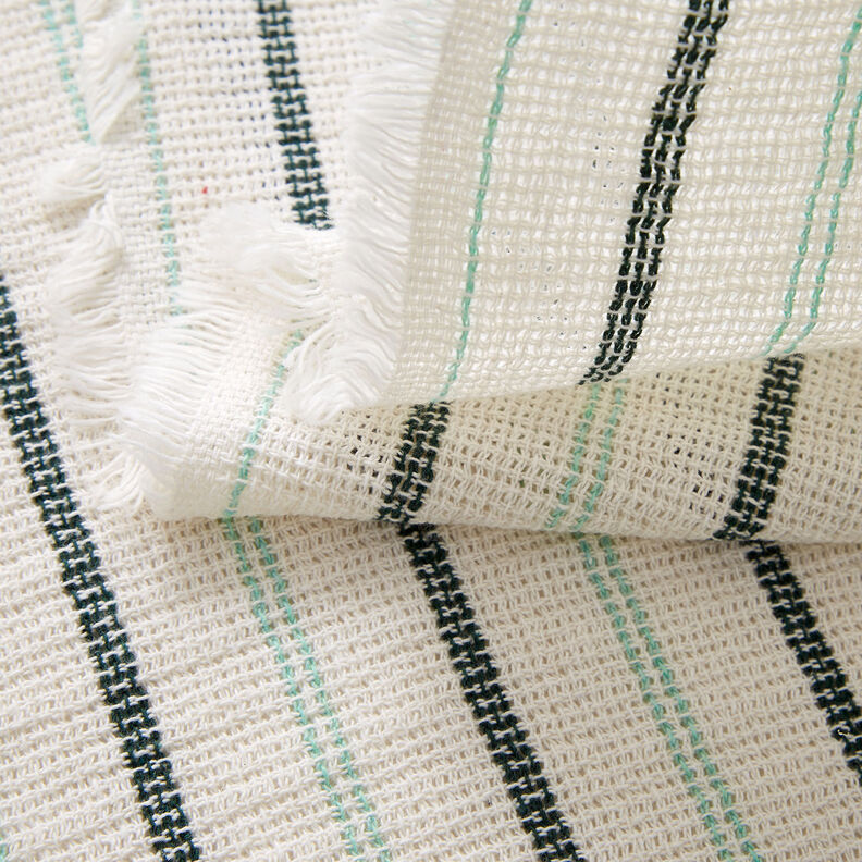 Bavlněná tkanina s mřížkovou strukturou a svislými pruhy – bílá/máta peprná,  image number 5