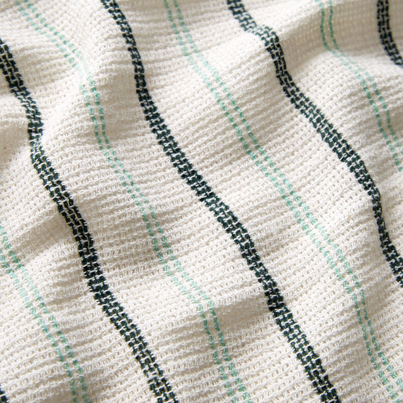 Bavlněná tkanina s mřížkovou strukturou a svislými pruhy – bílá/máta peprná,  image number 2