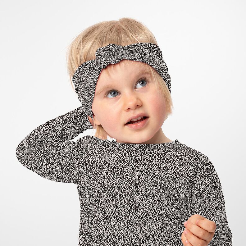 Bavlněný žerzej mini leopardí potisk – přírodni/černá,  image number 6