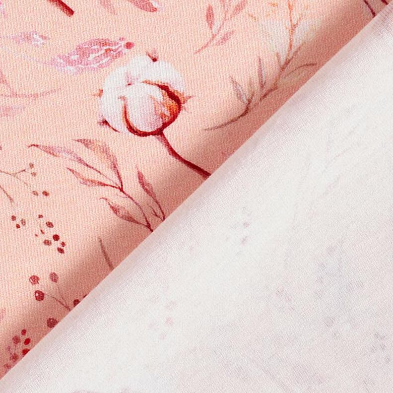 Bavlněný žerzej Bavlník na květinové louce digitální potisk – lososová,  image number 4
