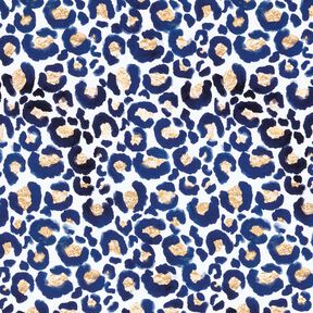 Bavlněný žerzej Leopard se zlatými tečkami | Glitzerpüppi – bílá/indigová, 