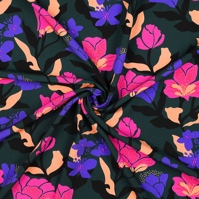 LENZING™ ECOVERO™ viskózová tkanina Amira Floral | Nerida Hansen – tmavě zelená/světle fialova,  image number 3
