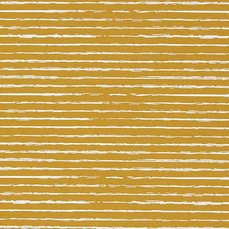 Bavlněný žerzej Klikaté proužky – hořčicove žlutá,  image number 1