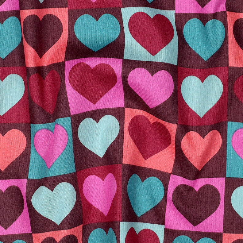 Bavlněný popelín Kostky-srdce | Poppy Fabrics – burgundská červená,  image number 2
