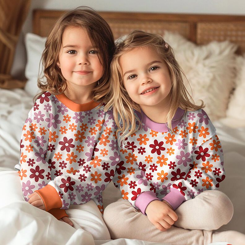 Hebká teplákovina Barevné květiny | Poppy Fabrics – vlněná bílá,  image number 5