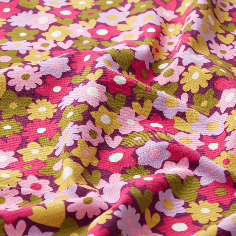 Bavlněný žerzej barevné květiny | Poppy Fabrics – hroznová,  image number 2