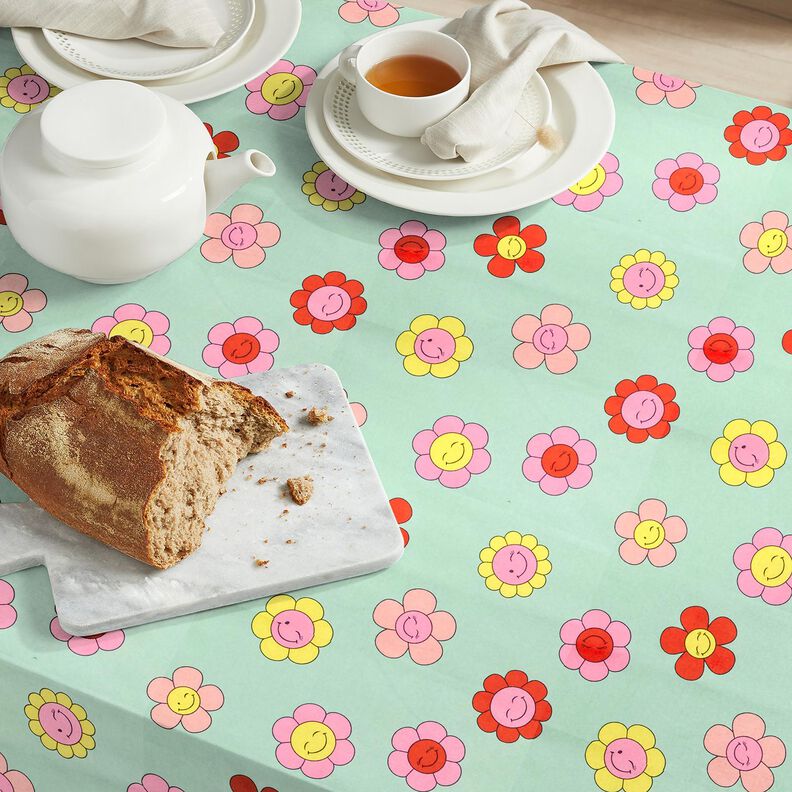 Povrstvená bavlna Veselé květiny | Poppy Fabrics – mátová/citrónově žlutá,  image number 8