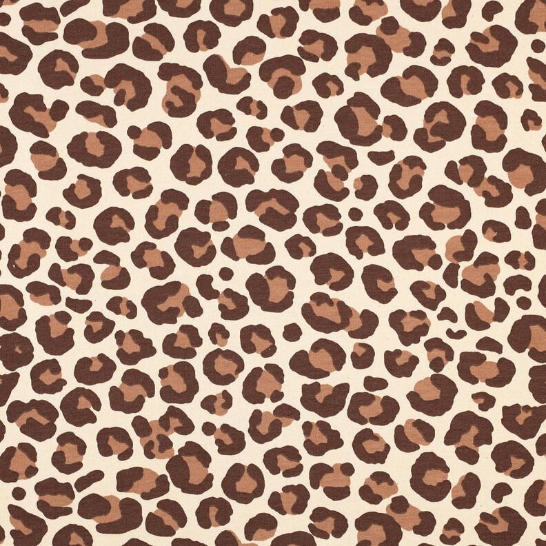 Teplákovina počesaná Leopard | Poppy Fabrics – kremová/tmavě hnědá,  image number 1