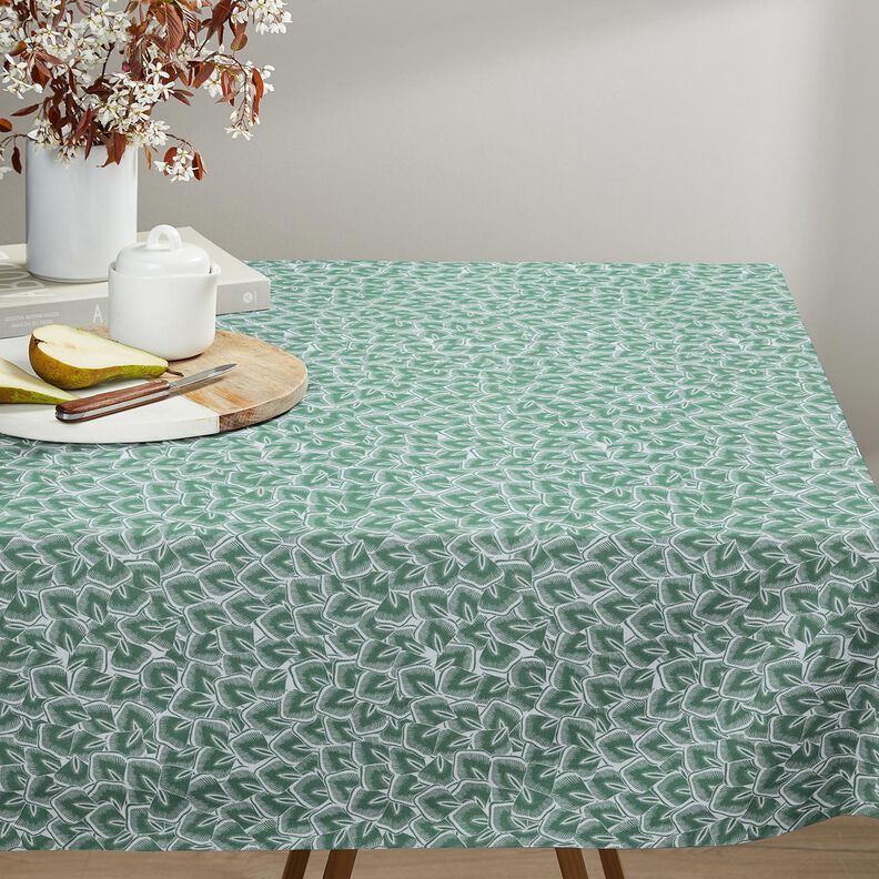 Bavlněná látka Kreton Abstraktní listy – šalvějová/slonová kost | Zbytek 90cm, image number 8
