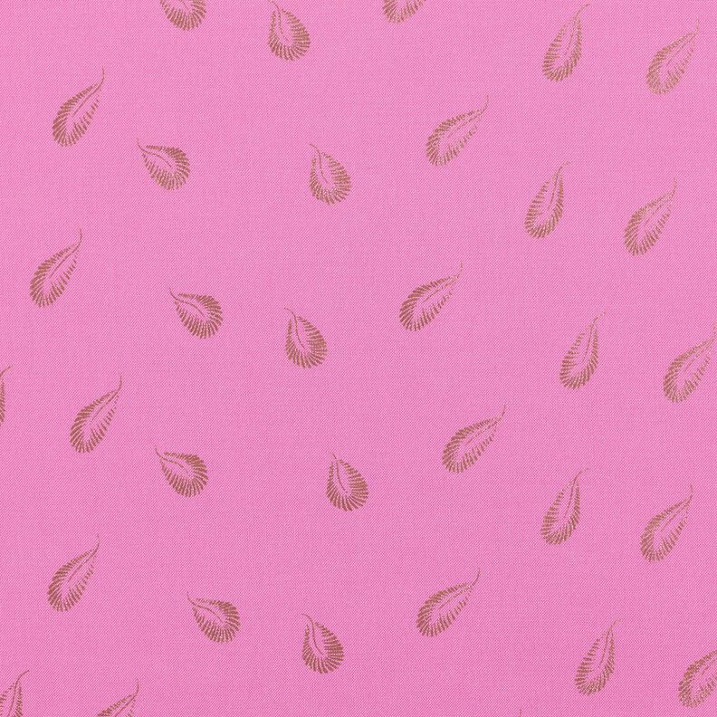 Viskózová tkanina potisk peří – pink,  image number 1