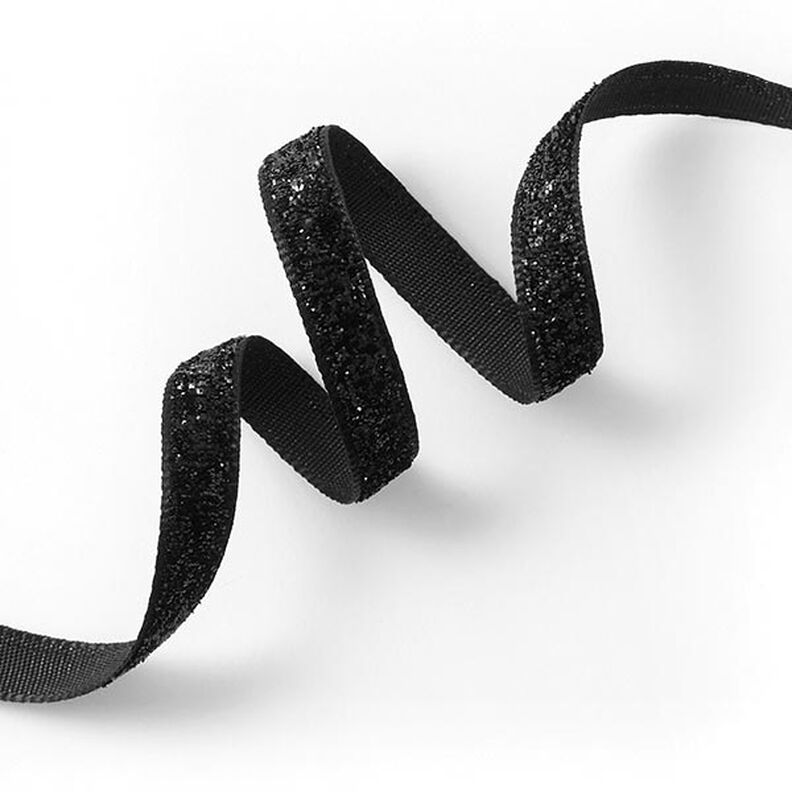 Sametová stužka Metalický [10 mm] – černá,  image number 1