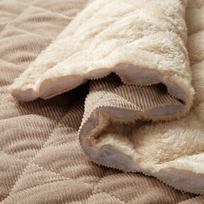 Prošívaná látka Manšestr s diamanty na kožešinovém podkladu – taupe (šedohnědá), 
