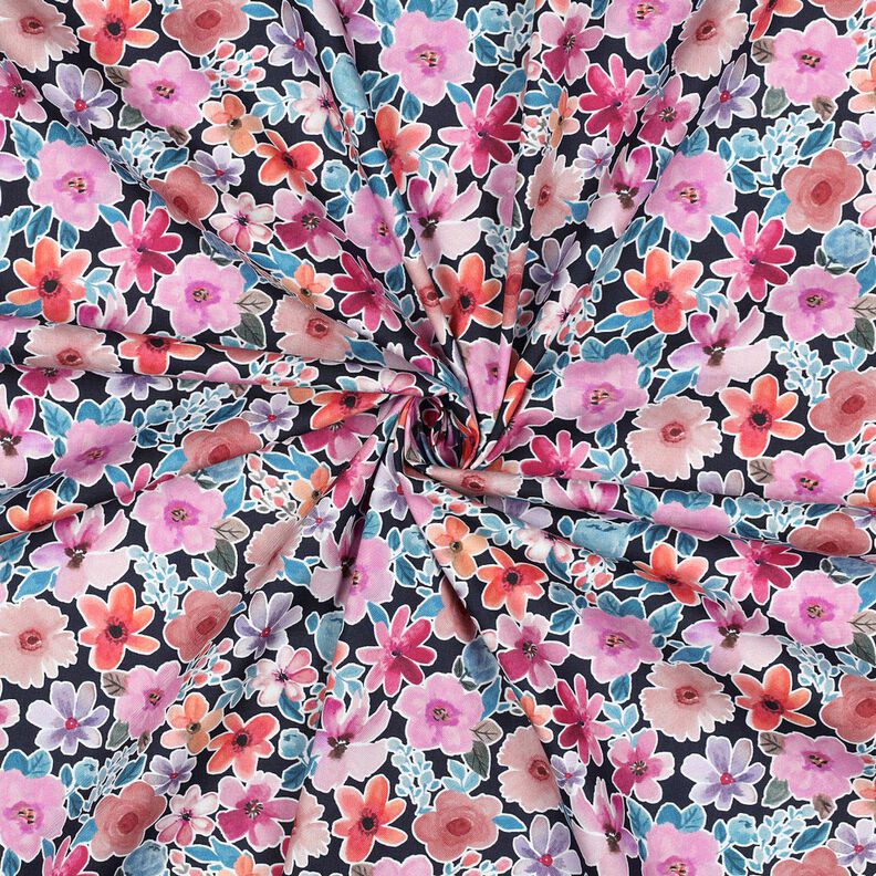 Bavlněný popelín Květiny | Poppy Fabrics – černomodrá,  image number 3