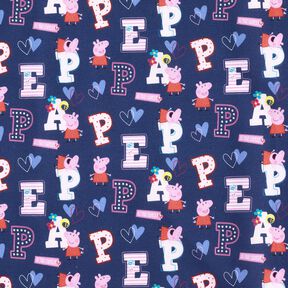 Bavlněný popelín Písmena prasátko Peppa Licenční látky | ABC Ltd – indigová, 