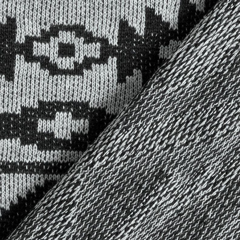 Pletená látka se vzorem Ikat – šedá/černá, image number 4
