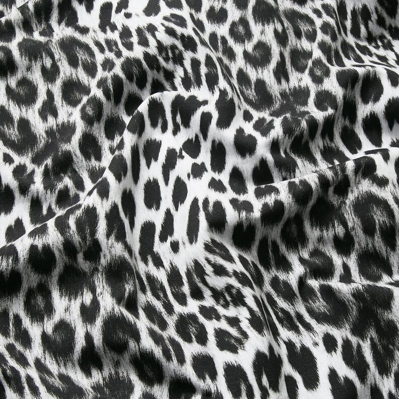 Digitální potisk sněhového leoparda s kartáčovaným vzorem z francouzského froté – černá/bílá, image number 2