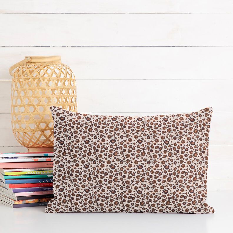 Bavlněná látka Kreton Velké leopardí skvrny – středně hnědá/světle béžová, image number 6