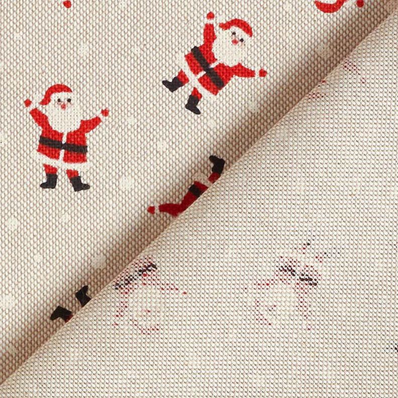 Dekorační látka polopanama Mini Santa Clausové – přírodni,  image number 4