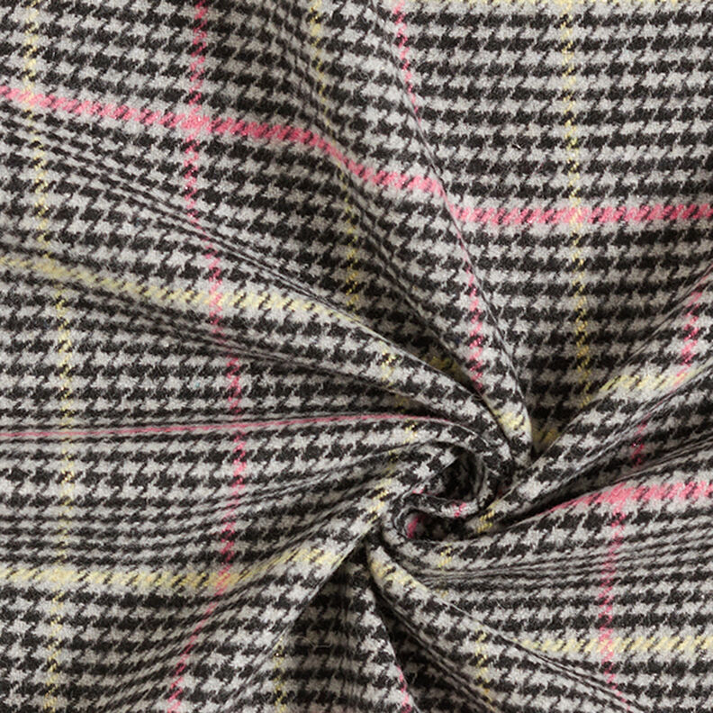 Kabátová tkanina Houndstooth kostkovaná s třpytivým efektem – šedá/černá, image number 3