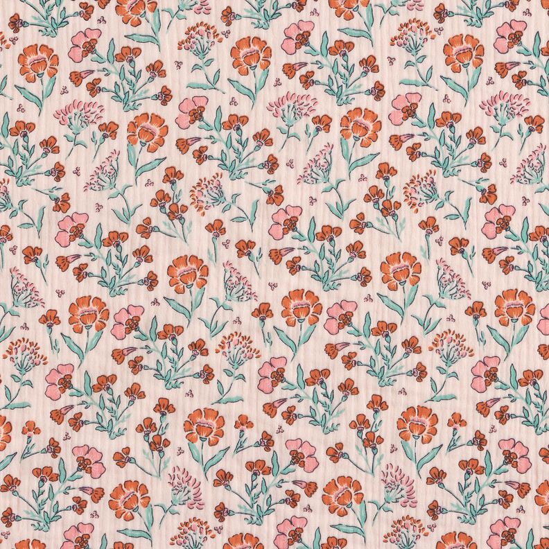 Mušelín / dvojitá mačkaná tkanina Květinová louka | Poppy Fabrics – rose,  image number 1