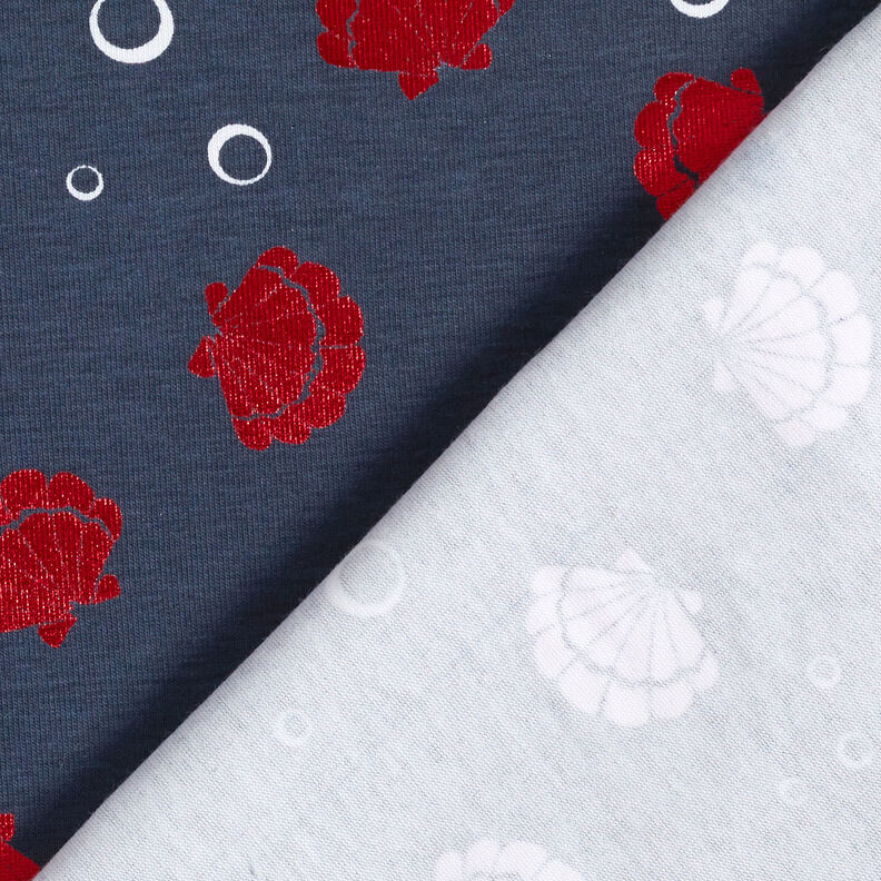 Bavlněn&yacute; žerzej Mu&scaron;le Metalick&yacute; &ndash; černomodr&aacute;/červen&aacute;,  image number 6