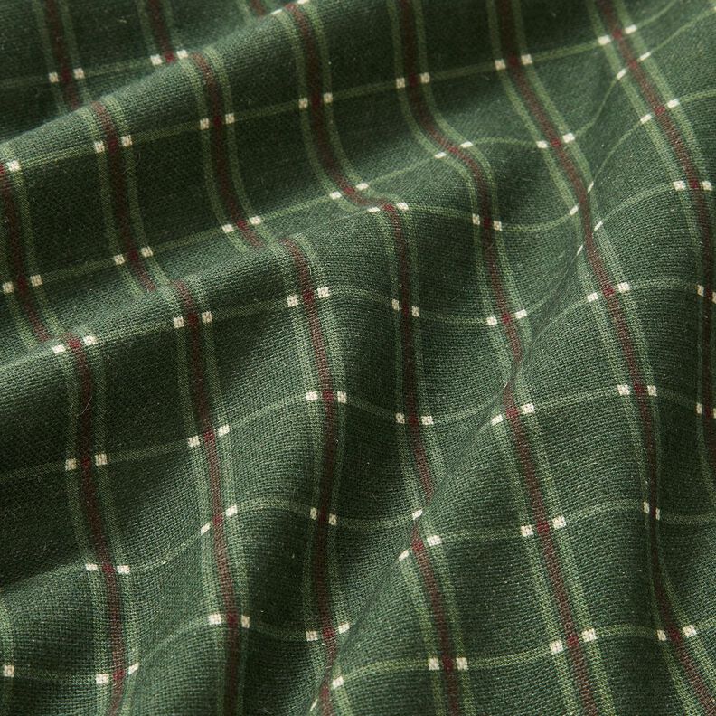 Dekorační látka Polopanama Elegantní kostkovaný vzor – jedlově zelená/karmínově červená, image number 2