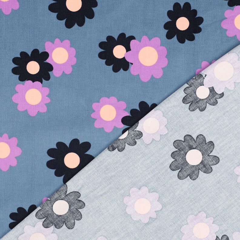 Dětský manšestr Květiny | Poppy Fabrics – džínově modrá/levandulová,  image number 4