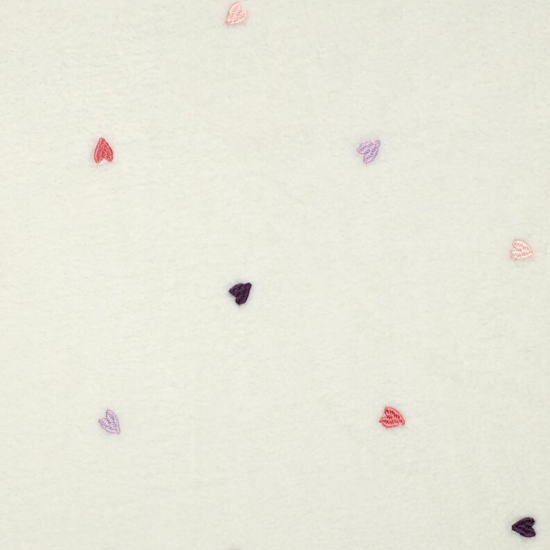 Plyš teddy Vyšívaná srdce | Poppy Fabrics – slonová kost/rose, image number 1