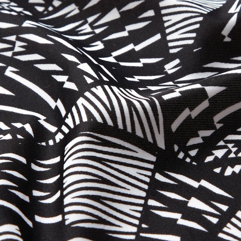 Látka na plavky abstraktní grafický vzor – černá/bílá,  image number 2