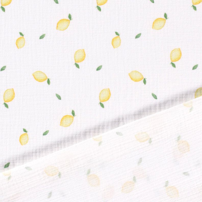 Mušelín / dvojitá mačkaná tkanina Akvarel citrony digitální potisk – bílá,  image number 4