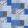 Bavlněná látka Kreton Vzhled patchworku – bílá/modrá,  thumbnail number 1