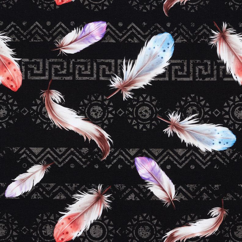 Francouzské froté Boho peří | Glitzerpüppi  – černá/humrová,  image number 1