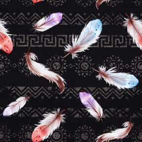 Francouzské froté Boho peří | Glitzerpüppi  – černá/humrová,  Francouzské froté Boho peří | Glitzerpüppi  – černá/humrová,