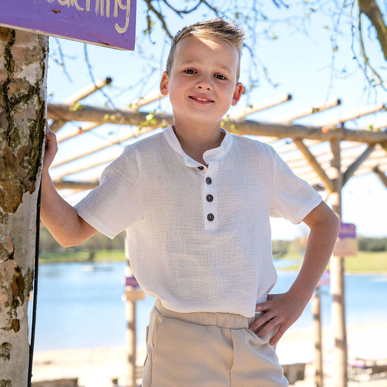 Mušelín / dvojitá mačkaná tkanina – vlněná bílá,  image number 9