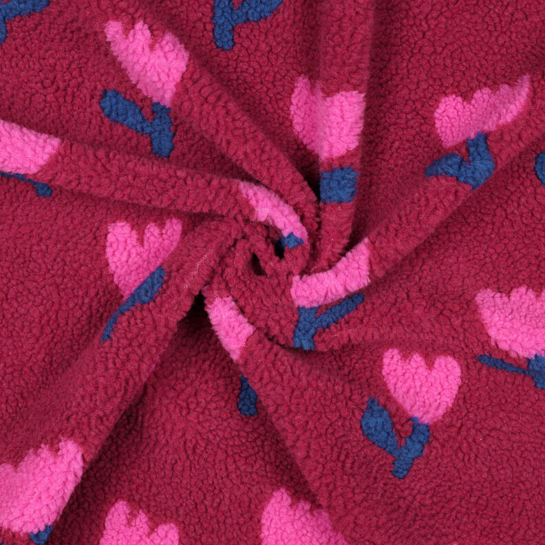 Plyš teddy tulipány | Poppy Fabrics – karmínově červená,  image number 3