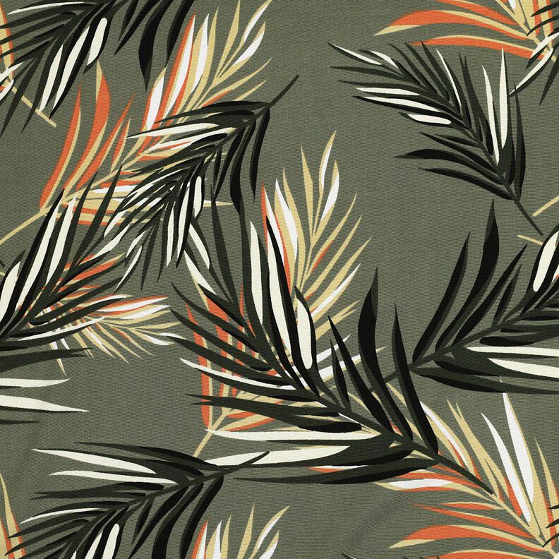 Viskózová tkanina Streč palmové listy – světle khaki/terracotta, image number 1