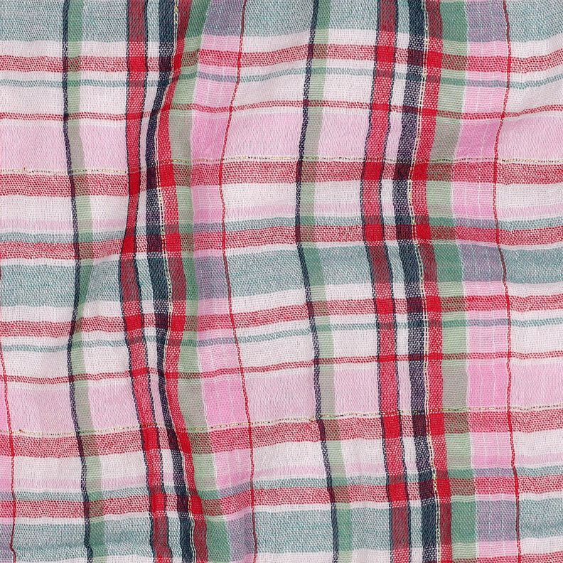 Mušelín / dvojitá mačkaná tkanina Lurex Kostka | Poppy Fabrics – rose/zlatá metalická, image number 2